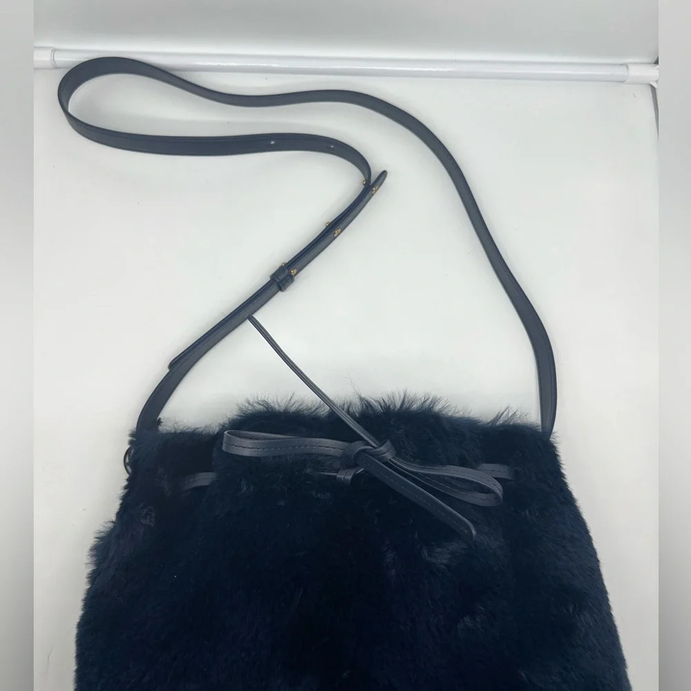 NWT MANSUR GAVRIEL X APPARIS Mini Bucket Blackberry Faux Fur Vegan Crossbody Bag - Picture 11 of 13